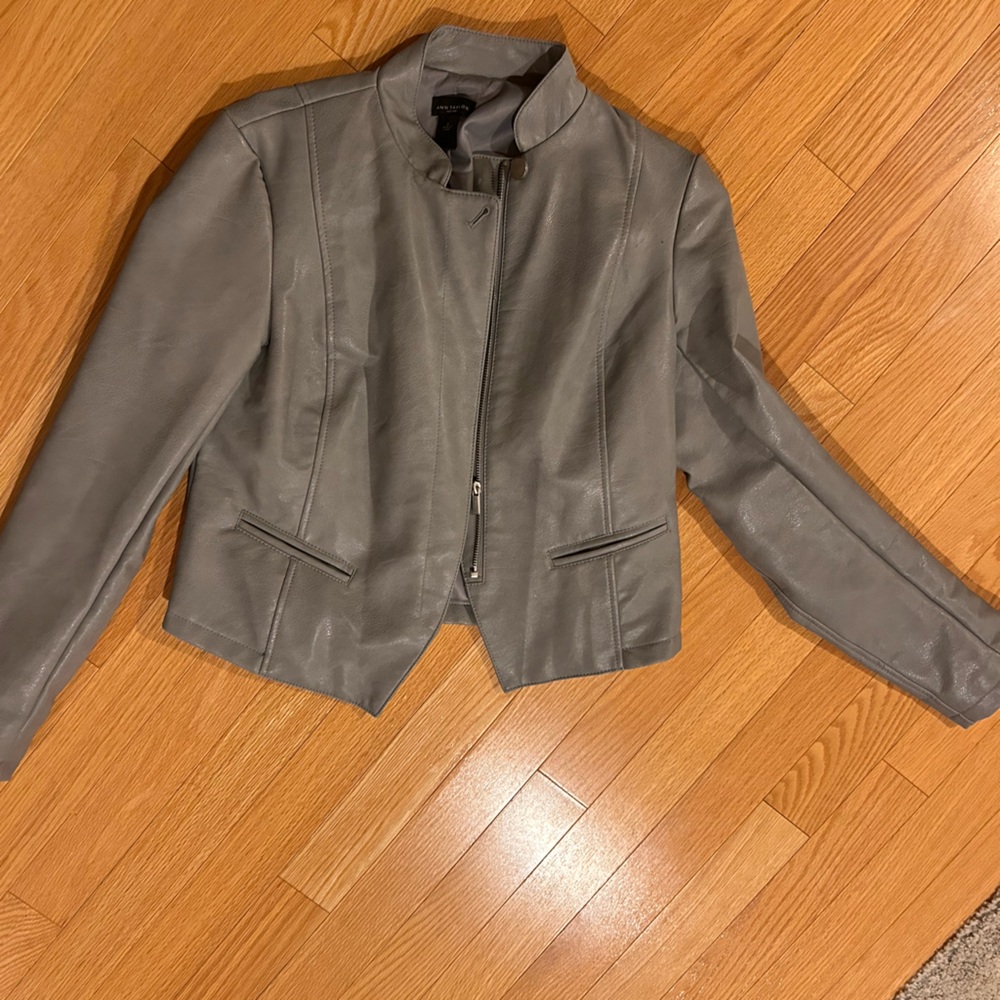 Gray Faux Leather Jacket